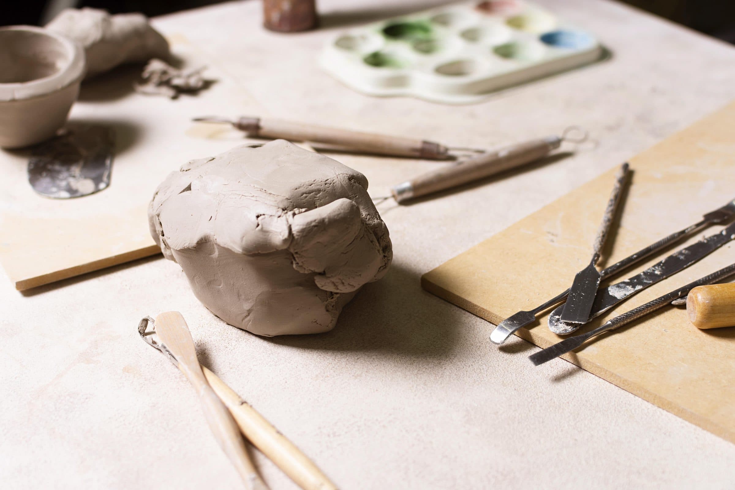 Clay and tools in the Casa Damara art barn