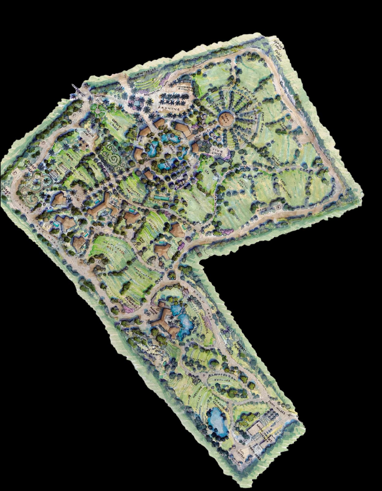 Illustrated site map of Casa Damara showing the amenities across the community